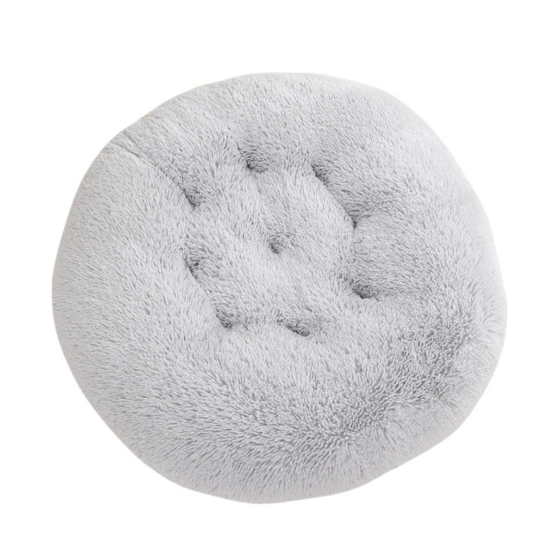 Round Plush Warm Pet Bed Soft Comfortable Sleeping Mat