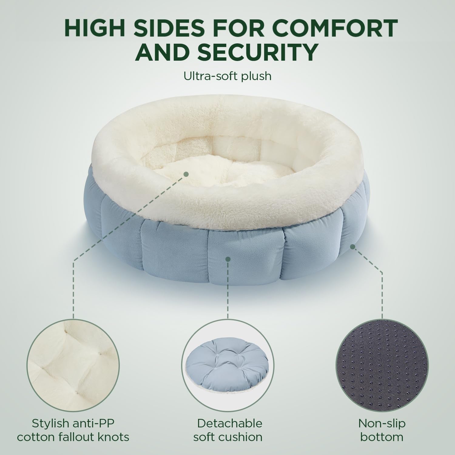 Donut Shaped Pet Bed Soft Round Washable Cushion