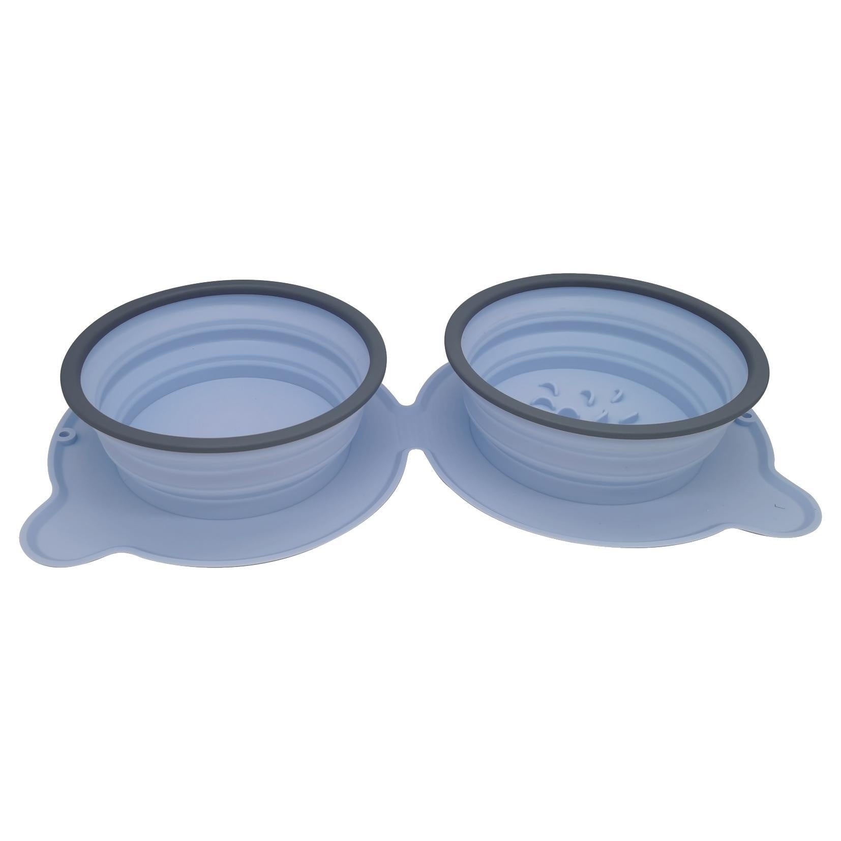 Portable Foldable Silicone Pet Double Feeding Bowl