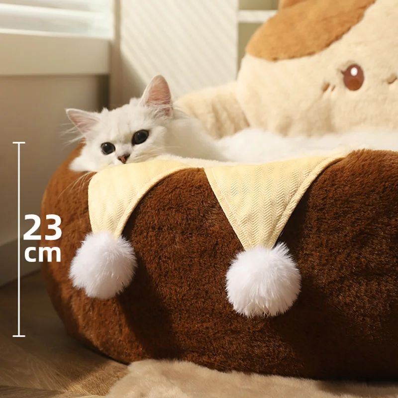 Plush Round Pet Bed Soft Warm Indoor Cushion Mattress