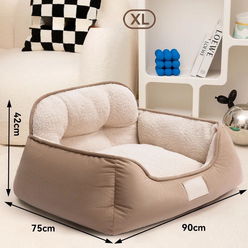 Cozy Plush Pet Bed Warm Washable Fluffy Indoor Sofa