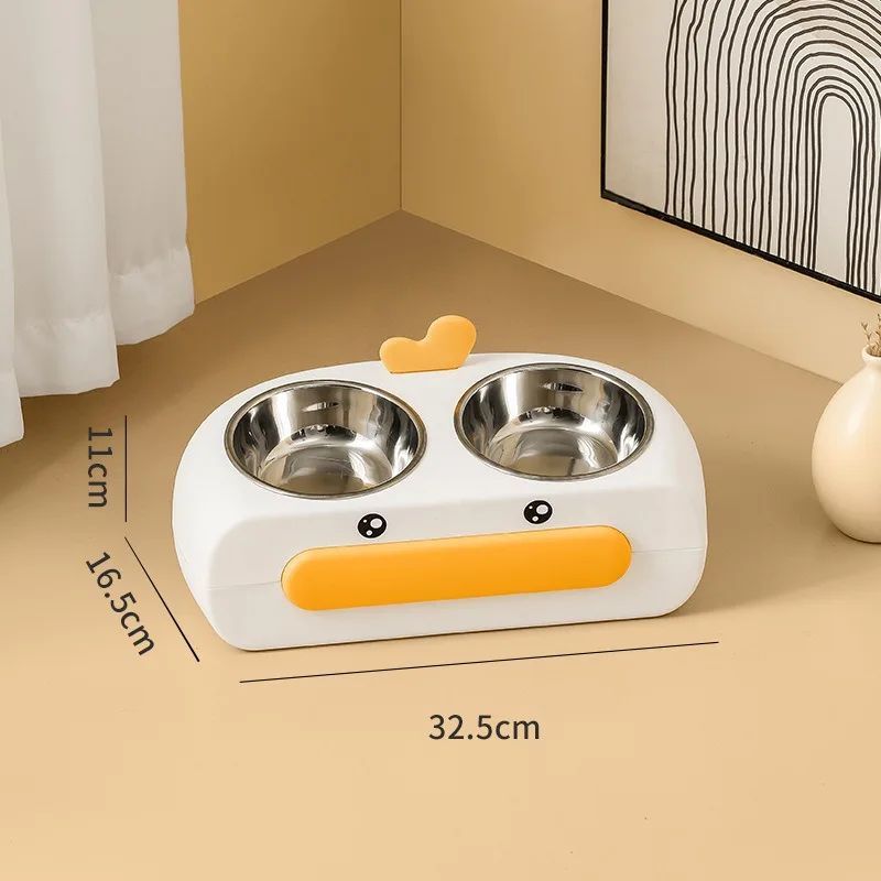 Duck Design Pet Double Feeding Bowl Tray