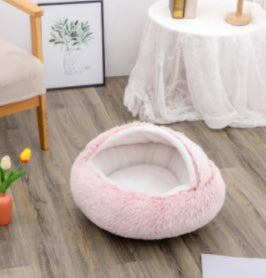 2 In 1 Plush Pet Bed Soft Warm Round House