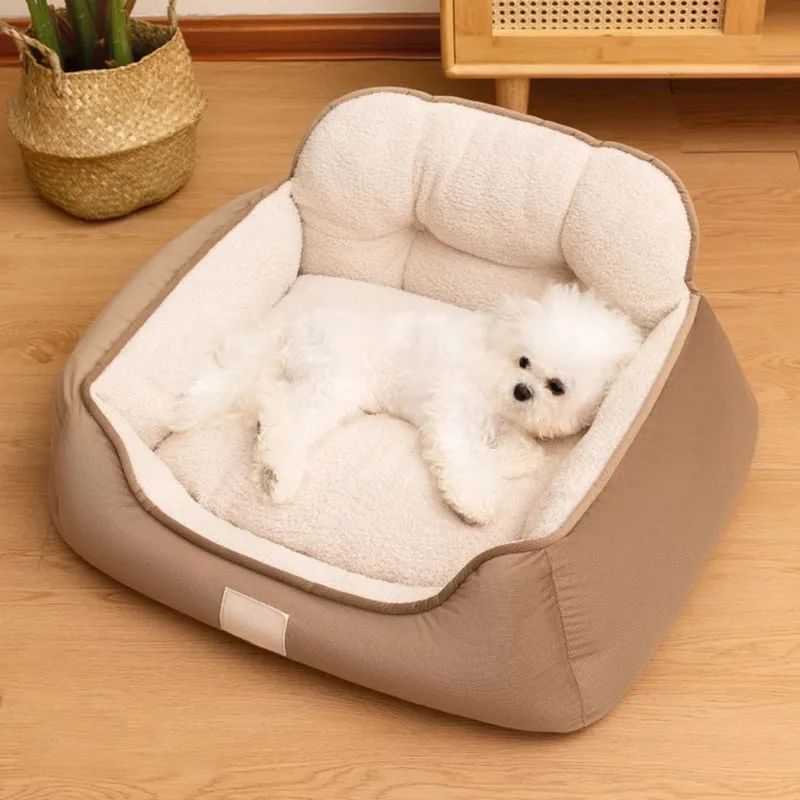 Cozy Plush Pet Bed Warm Washable Fluffy Indoor Sofa