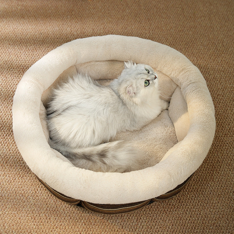 Linen Round Pet Bed Non Slip Comfortable Nest Mat