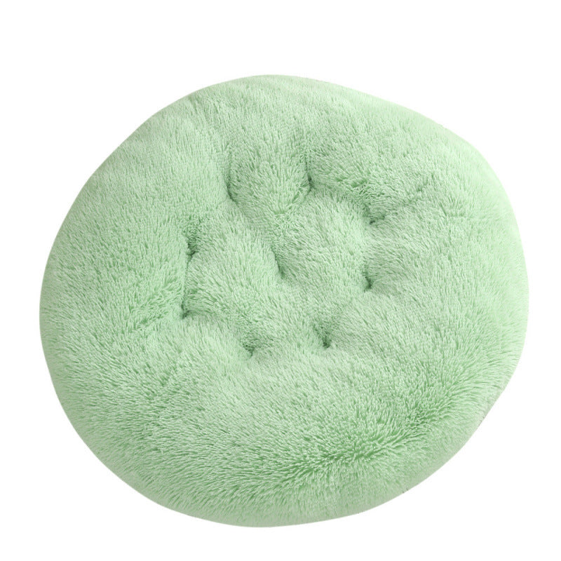 Round Plush Warm Pet Bed Soft Comfortable Sleeping Mat