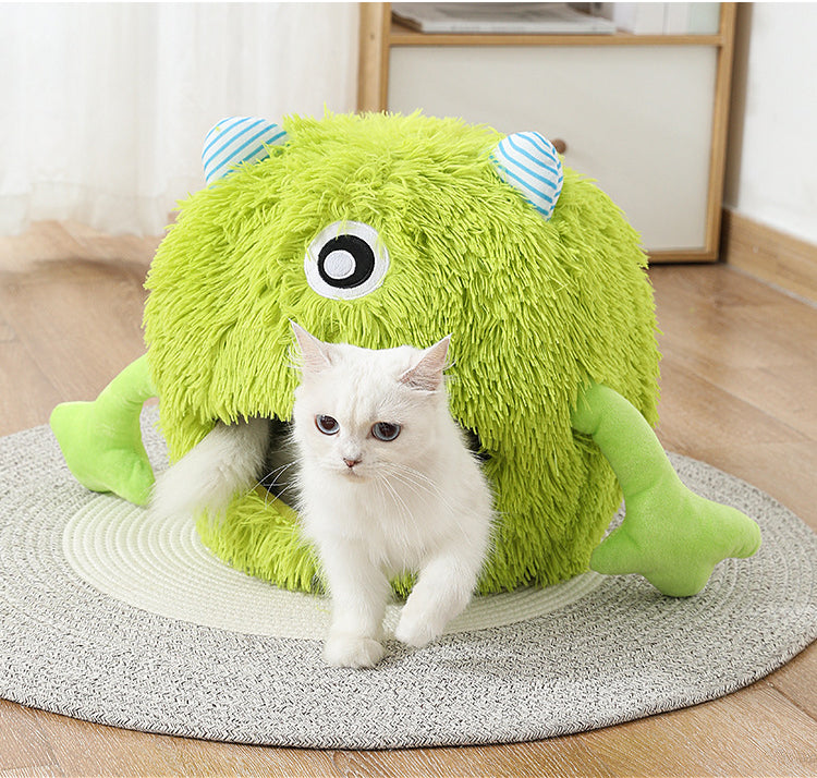 Fluffy Round Pet Bed Soft Washable Non Slip Cushion
