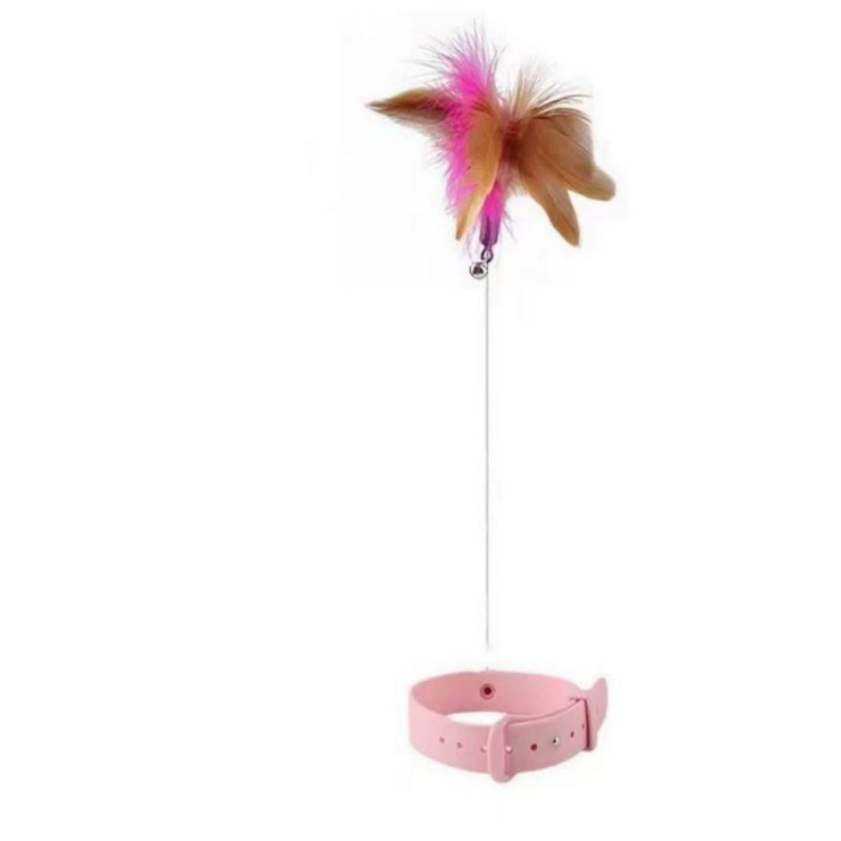 Pet Collar Toy With Adjustable Silicone Feather And Bell Teaser