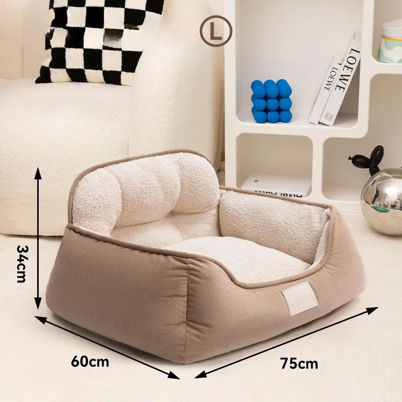 Cozy Plush Pet Bed Warm Washable Fluffy Indoor Sofa