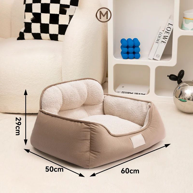 Cozy Plush Pet Bed Warm Washable Fluffy Indoor Sofa