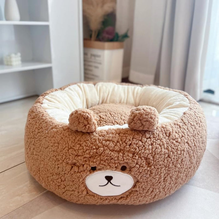 Cartoon Plush Pet Nest Cushion Round Bed All Season