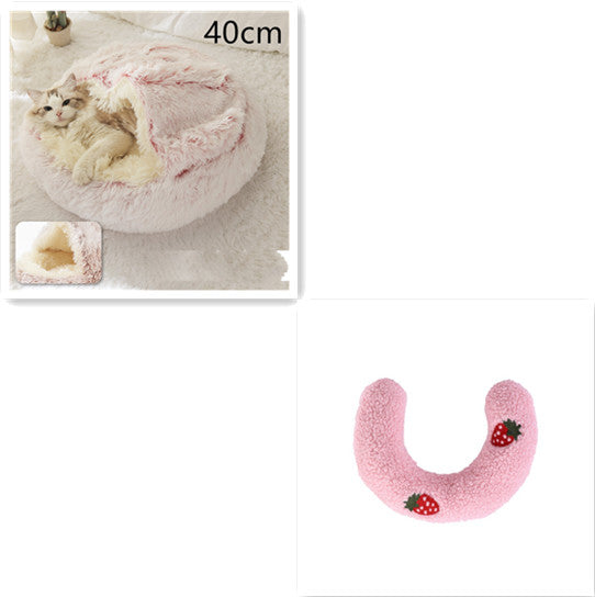 2 In 1 Plush Pet Bed Soft Warm Round House