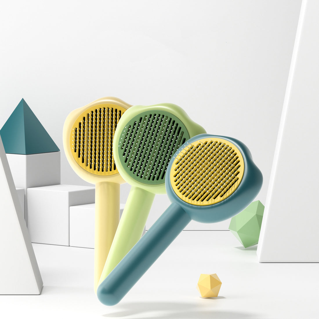 Pet Self-Cleaning Grooming Comb Hair Removal Brush With Handle